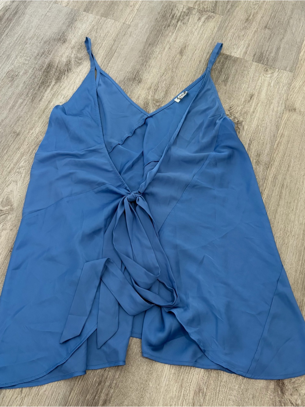 Free People Blue Satin Wrap Dress Mini Strappy Womens XS Party Cocktail